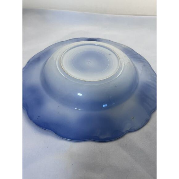 W.H. Grindley Flow Blue Soup Bowl, Shamrock Pattern, 9" Diameter, Shallow Bowl - Picture 7 of 12